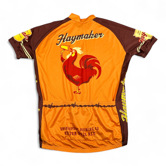 Bridgeport Brewing Cycling Jersey Adult LARGE Orange Retro Haymaker Ale Rooster - Picture 3 of 11